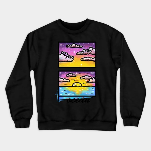 evening ocean Crewneck Sweatshirt by Ell Ka